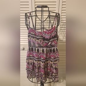 New Direction Spaghetti Strapped Tiered Top